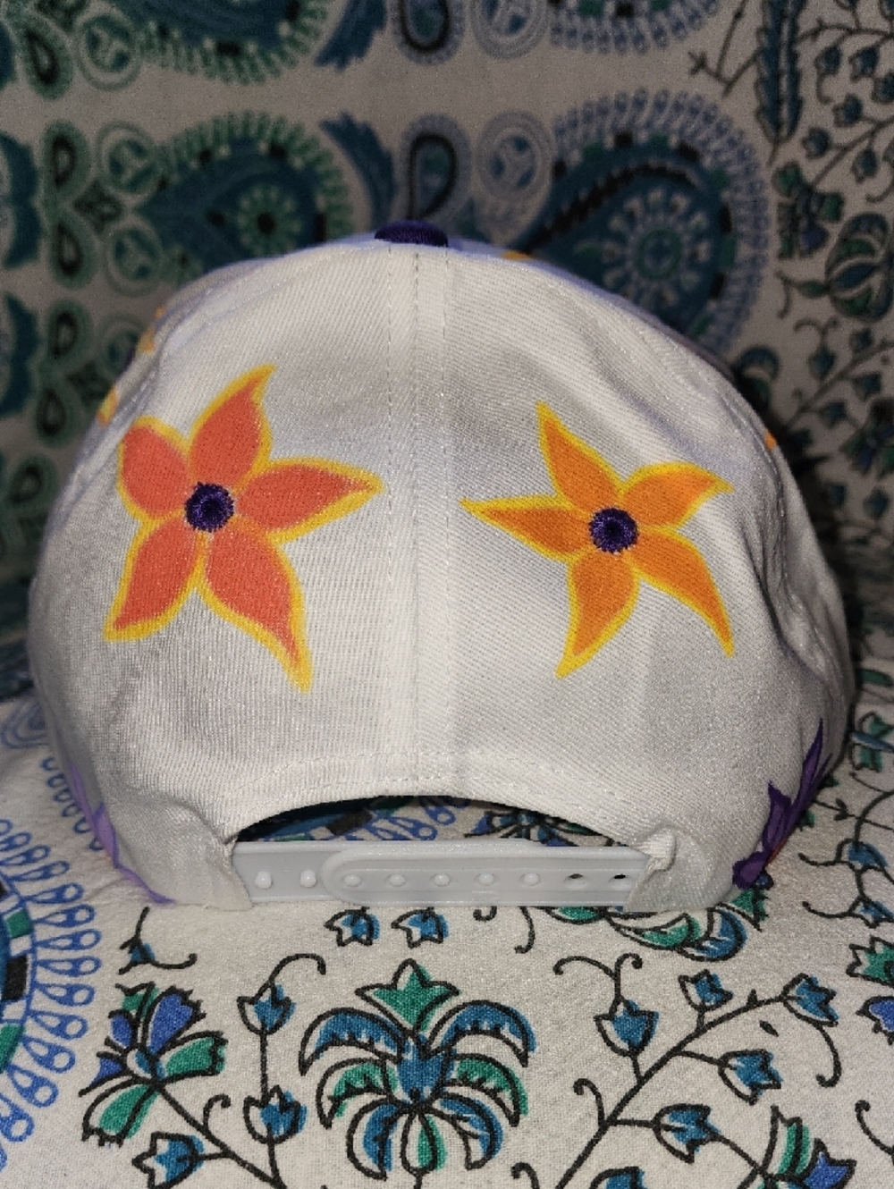 White & Purple Floral Cap - Picture 3 of 6